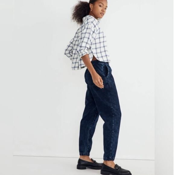 Madewell Blue Stretch Slouchy Sweatpant Jeans Joggers in Gaines Wash, Size Small - Picture 1 of 14